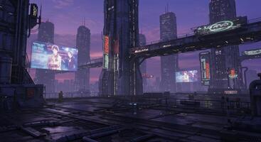 Immerse yourself in a breathtaking futuristic city with towering architecture vibrant lights and mesmerizing cybernetic designs photo