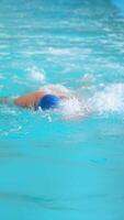 a swimmer in the pool with a blue cap video