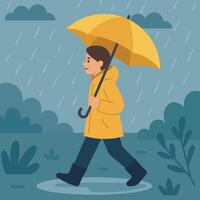 A man walking in the rain with an umbrella vector