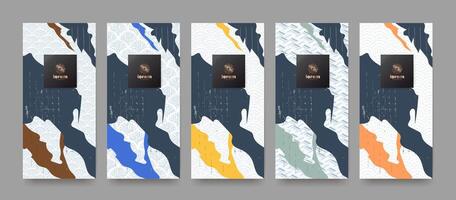 Premium quality seamless Japanese patterns with abstract brush forms and traditional cultural motifs. Perfect for packaging, branding, product design, and stationery. vector