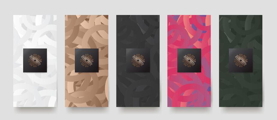 Premium quality abstract ring pattern designs in modern color tones. Suitable for packaging, cosmetic branding, product label, and decorative background.