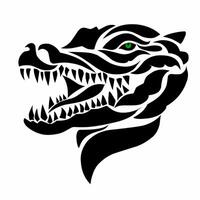 Tribal crocodile Head with Sharp Teeth and Green Eye vector