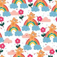 Bear and rainbow pattern illustration vector