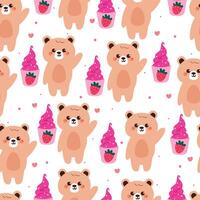 Bears with ice cream cones pattern vector