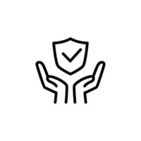 hand and shield outline icon symbol design good for web or mobile app vector