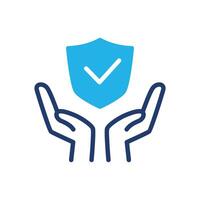 hand and shield colored icon symbol design good for web or mobile app vector