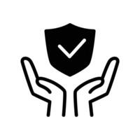 hand and shield solid icon symbol design good for web or mobile app vector