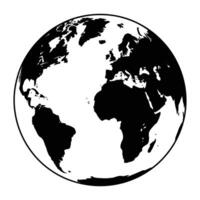 Globe silhouette with a white background. vector