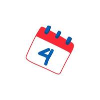 Simple Red and Blue Cartoon Calendar Icon for the Fourth vector