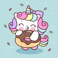 Unicorn with donut and colorful sprinkles vector