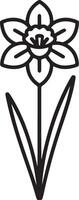 Elegant Line Art Drawing of a Single Daffodil Blooming in Spring, Representing Hope and Renewal vector