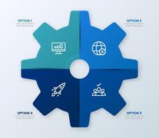 Gear Icon with Four Business Process Options vector