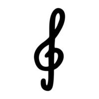Treble clef doodle. Hand drawn musical symbol. Black Single element for print, web, design, decor, logo vector