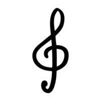 Black Treble clef doodle. Hand drawn musical symbol. Single element for web, design, decor vector