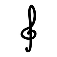 Treble clef doodle. Black Hand drawn musical symbol. Single element for web, design, decor vector