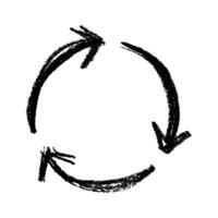 Hand drawn recycle arrow icon Recycling resources symbol Pencil Reuse of materials, zero waste, green environment, saving the planet vector
