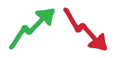 Hand drawn arrow symbol. Red and green Business clipart. Single element for design vector