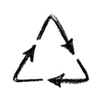 Hand drawn recycle arrow icon Recycling resources symbol Reuse of materials, zero waste, green environment, saving the planet Scribble Black vector
