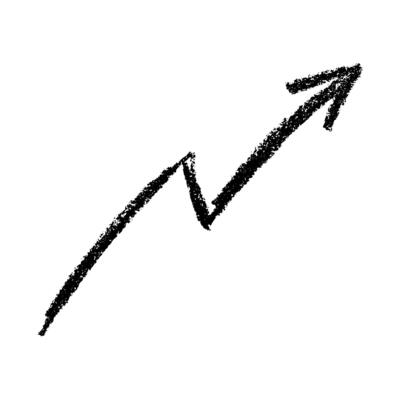 Hand drawn ink arrow illustration in sketch style. Business doodle clipart. zero Single element for design