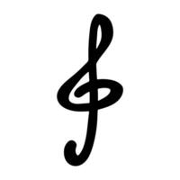 Treble clef doodle. Hand drawn musical symbol. Single element for web, design, logo Black vector