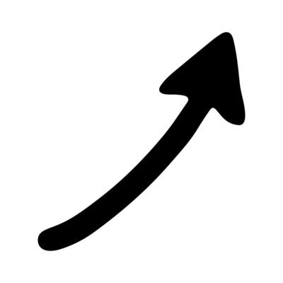 Hand drawn ink arrow illustration in sketch style. Business doodle clipart. Single element for design one