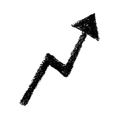 Hand drawn ink arrow illustration in sketch style. Business doodle clipart. Scribble Single element for design