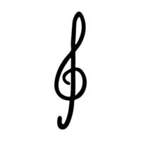 Treble clef doodle. Hand drawn musical symbol. Black Single element for print, design, logo vector