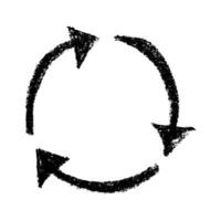 Hand drawn recycle arrow icon Pencil Recycling resources symbol Reuse of materials, zero waste, green environment, saving the planet vector