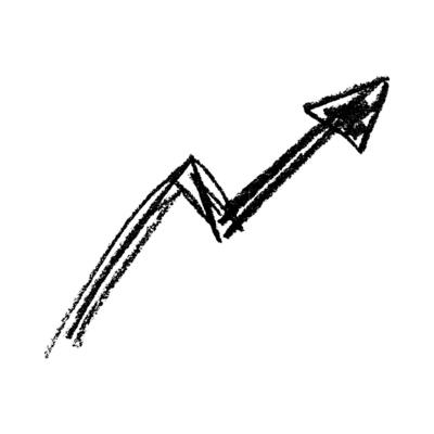 Hand drawn ink arrow illustration in sketch style. Pencil Business doodle clipart. Single element for design