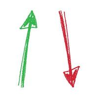 Hand drawn arrow sign. Business clipart. Green and red Single element for design vector
