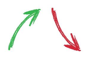 Hand drawn arrow sign. Business clipart. Red, green Single element for design vector