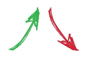 Hand drawn arrow symbol. Business clipart. Green and red Single element for design vector
