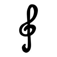 Treble clef doodle. Hand drawn musical symbol. Black Single element for print, web, design, decor vector