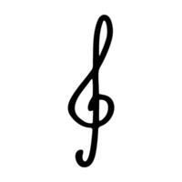 Black Treble clef doodle. Hand drawn musical symbol. Single element for web, design, logo vector