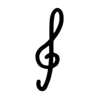 Treble clef doodle. Black Hand drawn musical symbol. Single element for print, web, design, decor, logo vector