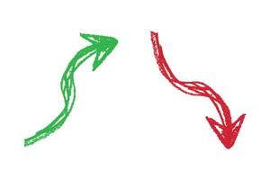 Hand drawn arrow sign. Business clipart. Single element for design Red and green vector