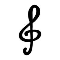 Treble clef doodle. Hand drawn musical symbol. Black Single element for web, design vector