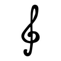 Black Treble clef doodle. Hand drawn musical symbol. Single element for print, web, design, decor vector