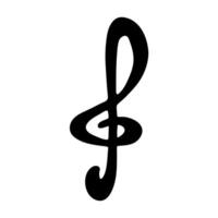 Treble clef doodle. Hand drawn musical symbol. Single element for print, web, design, logo Black vector
