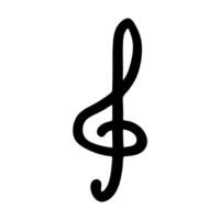 Black Treble clef doodle. Hand drawn musical symbol. Single element for print, web, design, decor, logo vector