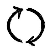 Hand drawn recycle arrow icon Recycling resources symbol Reuse of materials, zero waste, green environment, saving the planet Pencil Black vector