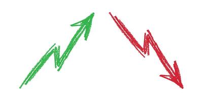 Red and green Hand drawn arrow symbol. Business clipart. Single element for design vector