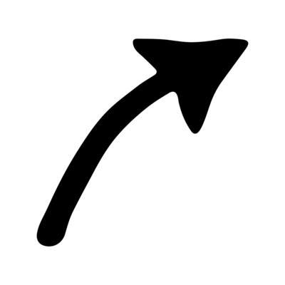 Hand drawn ink arrow illustration in sketch style. Business doodle clipart. Single element for design five