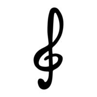 Treble clef doodle. Black Hand drawn musical symbol. Single element for web, design vector