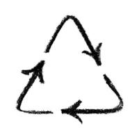 Hand drawn recycle arrow icon Scribble Recycling resources symbol Reuse of materials, zero waste, green environment, saving the planet vector