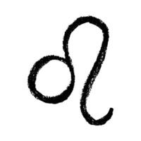Black Hand drawn leo zodiac sign Esoteric symbol doodle Astrology clipart Element for design vector