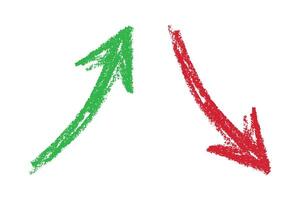 Green, red Hand drawn arrow sign. Business clipart. Single element for design vector