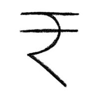 Hand drawn rupee currency symbol. Brush stroke doodle. Pencil Single element for design vector
