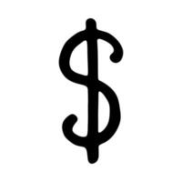 Hand drawn dollar currency symbol. Brush stroke doodle. money Single element for design vector