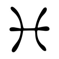 Hand drawn pisces zodiac sign Esoteric symbol doodle Astrology clipart Element for design Black vector